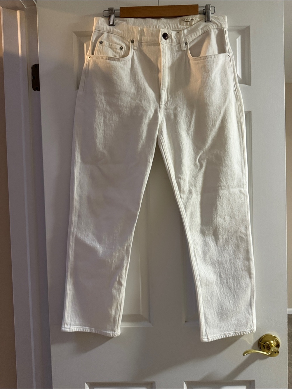 rag & bone Women's White Straight Jeans